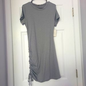 Gray Ruched T Shirt Dress